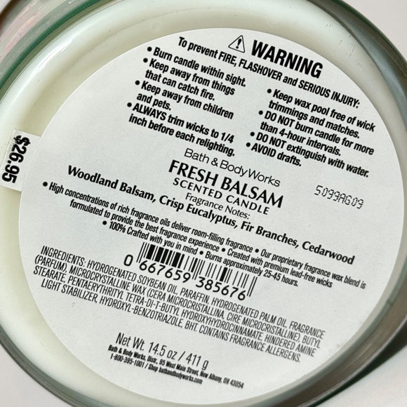 ONLY 1 Special Price = FRESH BALSAM 3 Wick Candle - Picture 4 of 4